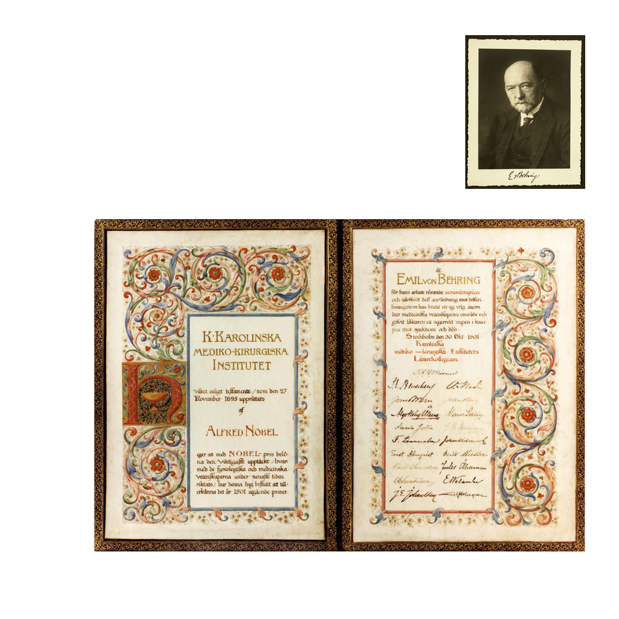 Emil von Behring and Nobel Prize diploma